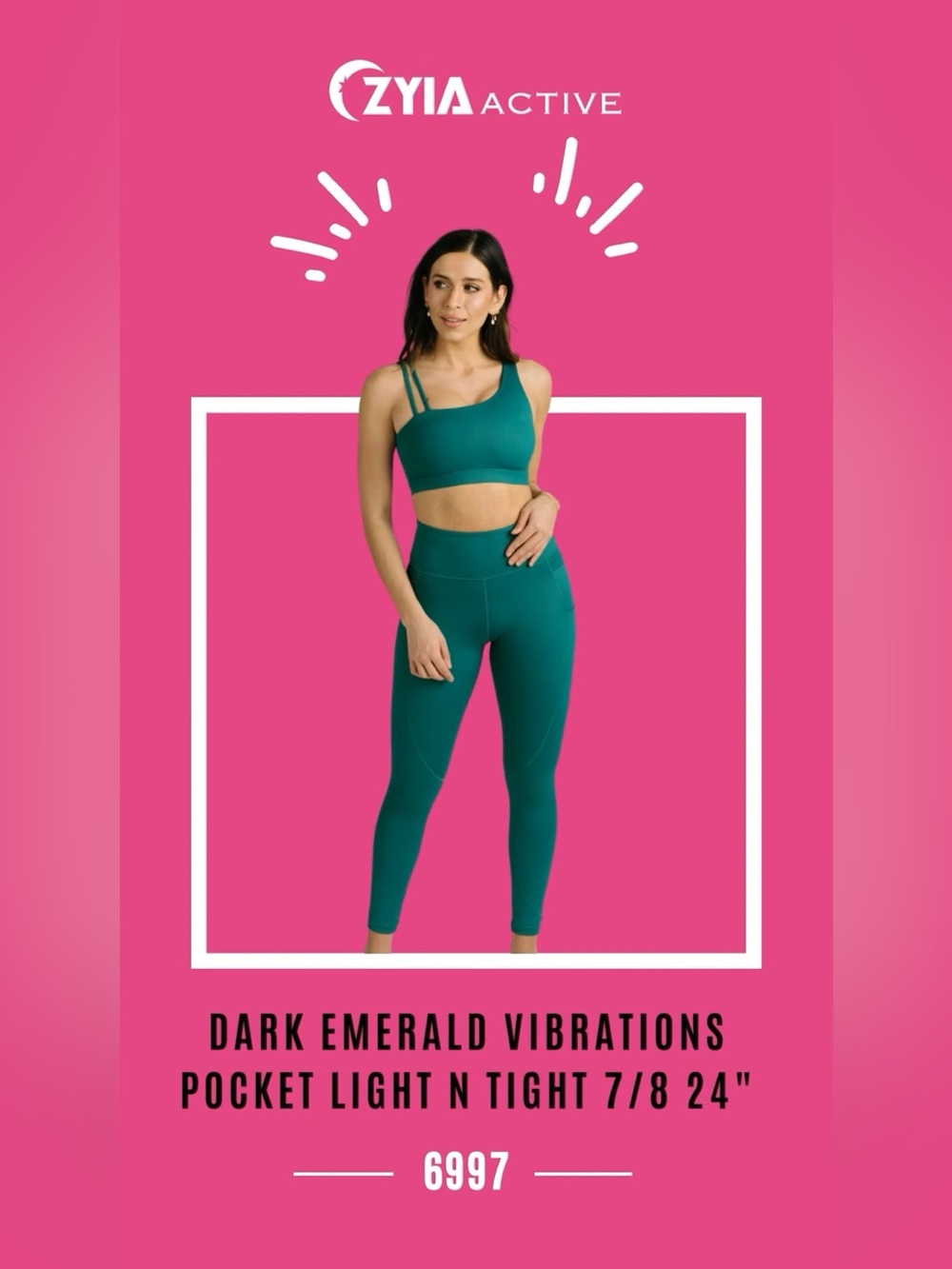 NWT Zyia Active dark emerald vibrations pocket Light n Tight Leggings sz 8-10